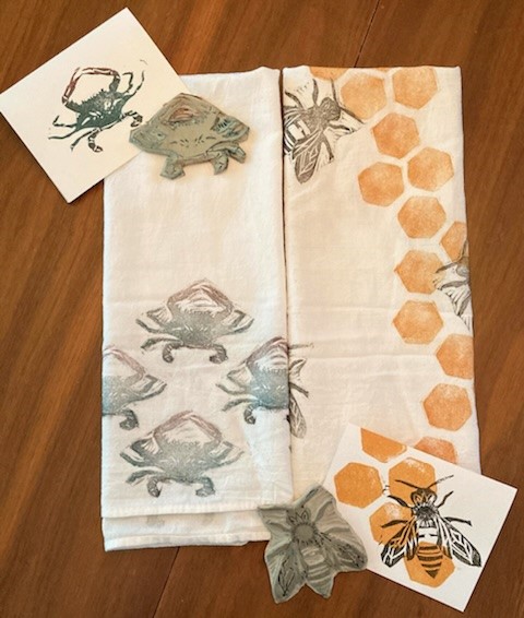 Bee Block-Printed Kitchen Towel